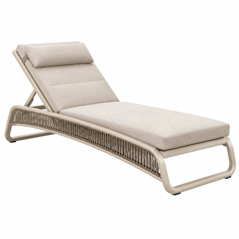 Sonnenliege 200 x 70 x 80 cm mit Metallgestell in Beige - verstellbare Rückenlehne für Außenbereich