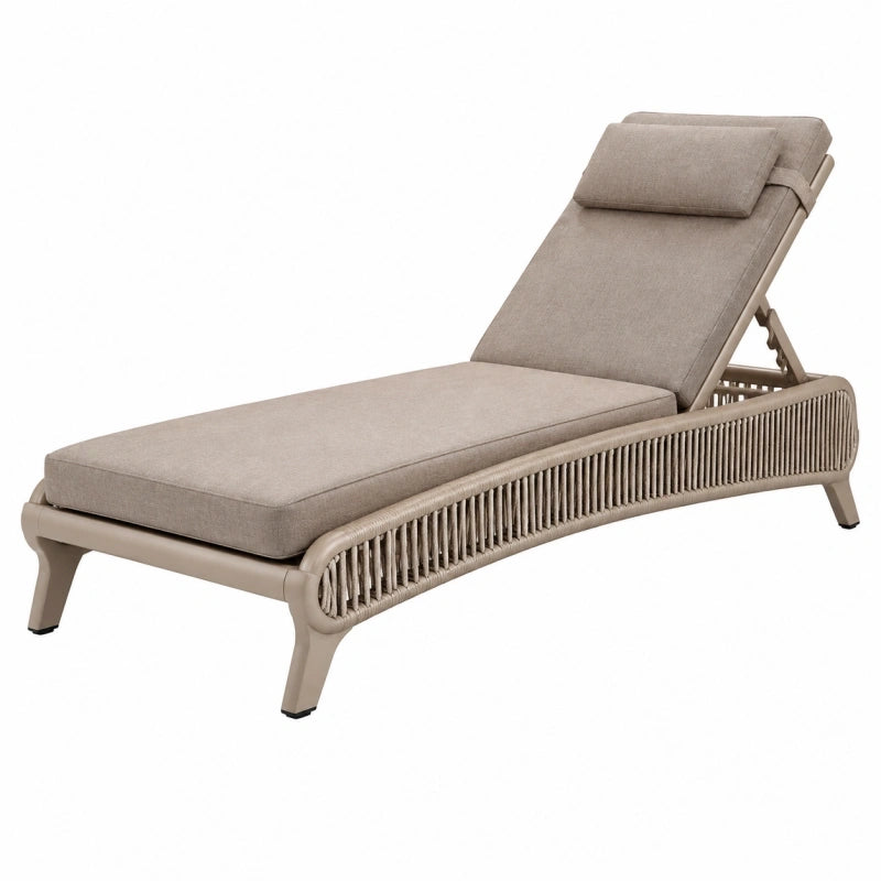 Sonnenliege 200 x 75 cm Taupe mit Metallgestell und verstellbarer Rückenlehne