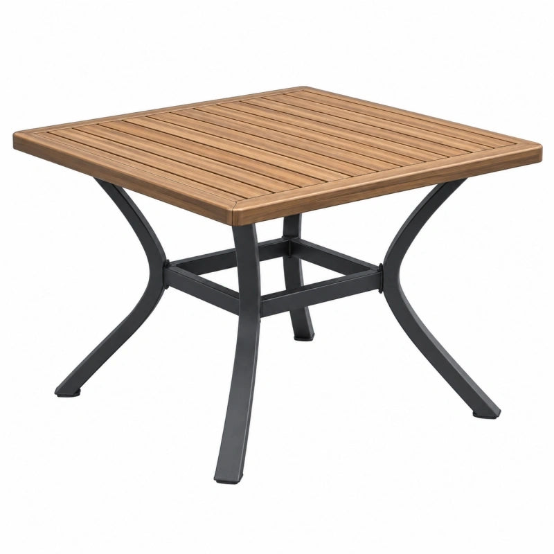 Gartentisch 90 x 90 x 74 cm Akazienholz Braun Stahlgestell Moderner Outdoor Tisch