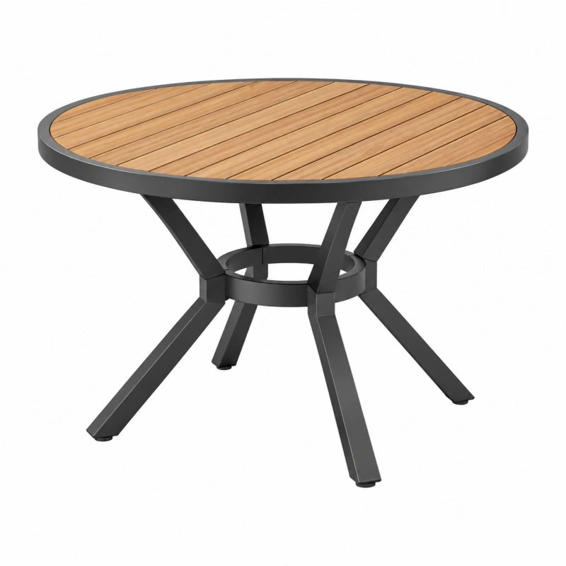 Runder Gartentisch Ø120 cm Holz Metall Braun Schwarz für Außenbereich