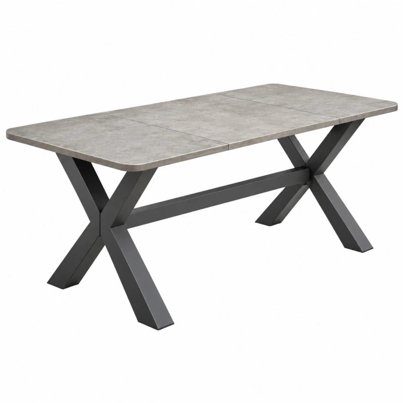 Gartentisch 180 x 90 x 75 cm graue Keramikplatte schwarzes Metallgestell im Industrie-Stil