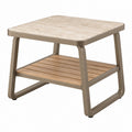 Outdoor Beistelltisch 60 x 60 x 50 cm Metall Beige mit Steinoptik und Ablage
