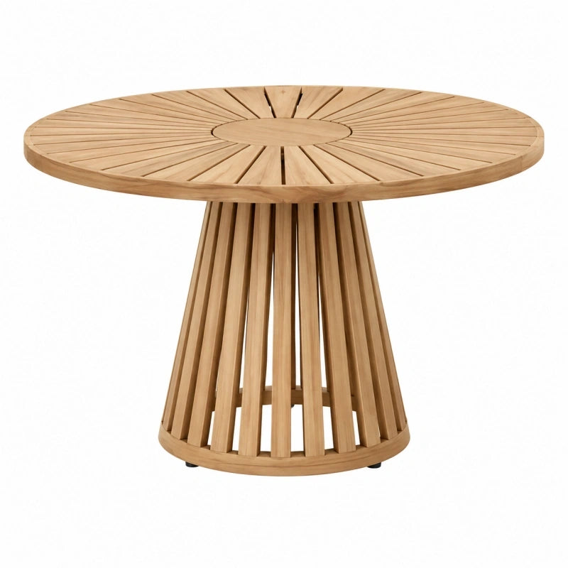 Runder Gartentisch 120 cm Holz Natur - Lamellenoptik für den Außenbereich