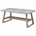 Gartencouchtisch 120 x 60 x 45 cm mit Metallgestell und Tischplatte in grauer Steinoptik