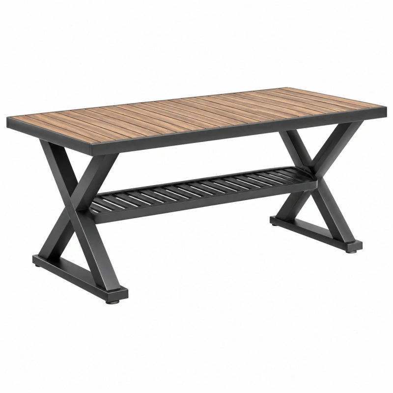 Gartentisch 180 x 70 x 75 cm Holz Metall Braun Schwarz mit Ablage im Industriestil