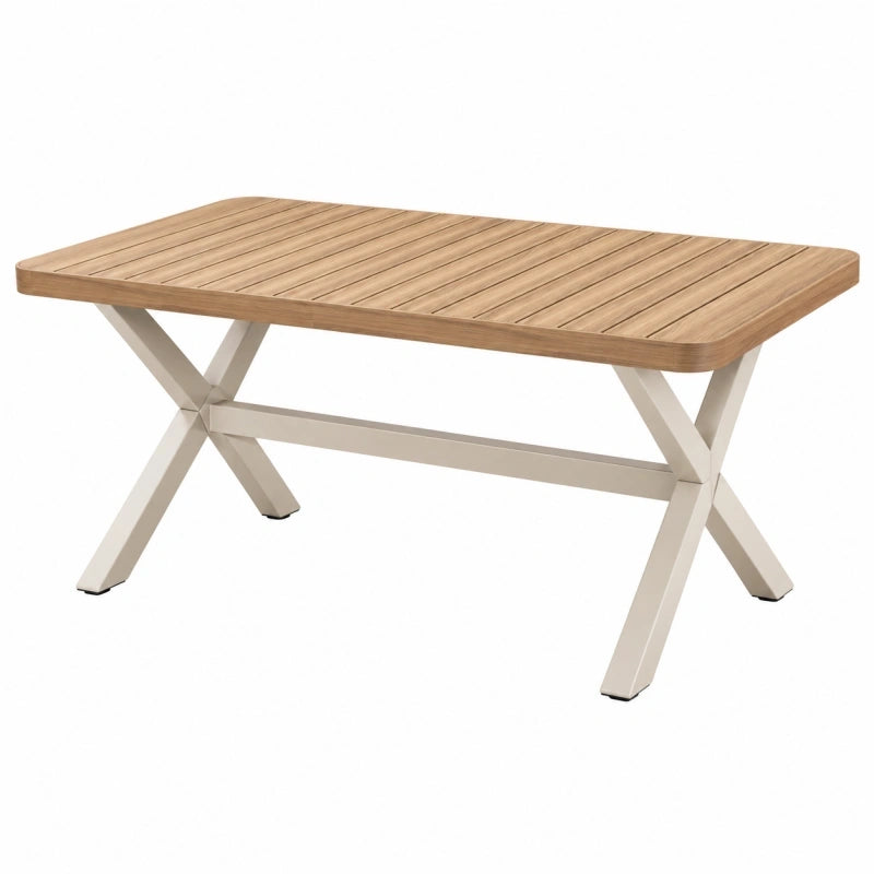 Gartentisch 160 x 90 cm Holz und Metall in Naturweiß für Terrasse