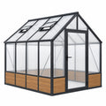 Gewächshaus 240 x 190 x 195 cm Aluminium Schwarz mit Polycarbonatplatten und Dachfenstern