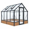 Gewächshaus 190 x 190 x 195 cm Aluminium Transparent Schwarz mit Dachfenstern