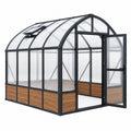 Gewächshaus 180 x 120 x 200 cm Aluminium Polycarbonat Schwarz mit Tür und Dachfenster