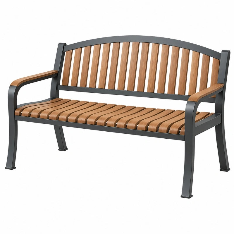 Gartenbank 122 x 61 x 86 cm Metall und Kunststoff Braun Schwarz mit Rückenlehne