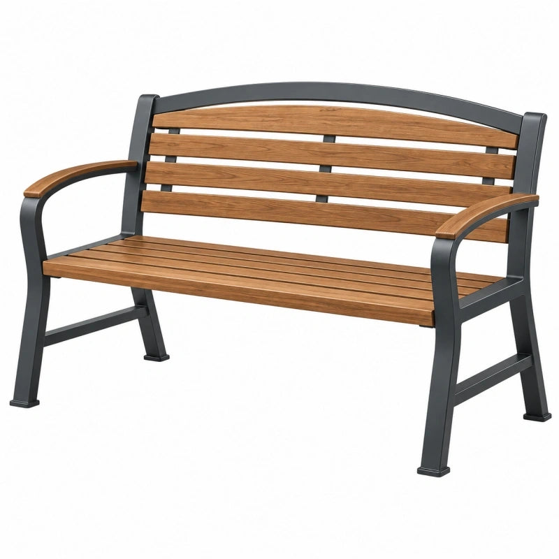 Gartenbank 120 x 63 x 83 cm Holz Metall Braun Schwarz klassische Sitzbank