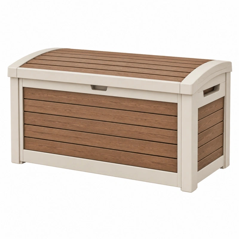 Auflagenbox 120 x 55 x 60 cm Kunststoff Braun Beige für Garten und Terrasse