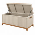 Aufbewahrungstruhe 120 x 60 x 65 cm Kunststoff Beige Holzoptik für Garten