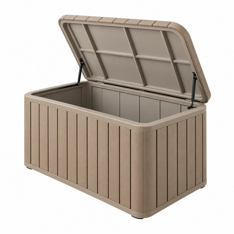 Garten-Aufbewahrungsbox 120 x 55 x 60 cm Kunststoff Taupe mit Klappdeckel