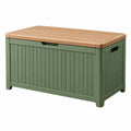Aufbewahrungsbox 120 x 60 x 65 cm Kunststoff Grün Holzoptik für Garten und Terrasse