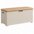 Aufbewahrungsbox 116 x 48 x 60 cm aus Kunststoff in Beige Holzoptik für Garten und Terrasse