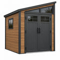 Gartenhaus 200 x 120 x 200 cm Metall in Holzoptik mit Doppeltür Modern