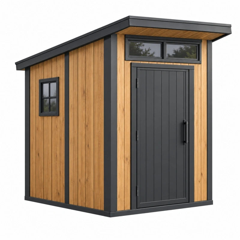 Gartenhaus 200 x 150 x 220 cm Holz Metall Anthrazit mit Pultdach