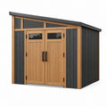 Gartenhaus 220 x 120 x 190 cm Holz Metall Anthrazit Natur mit Doppeltür Pultdach